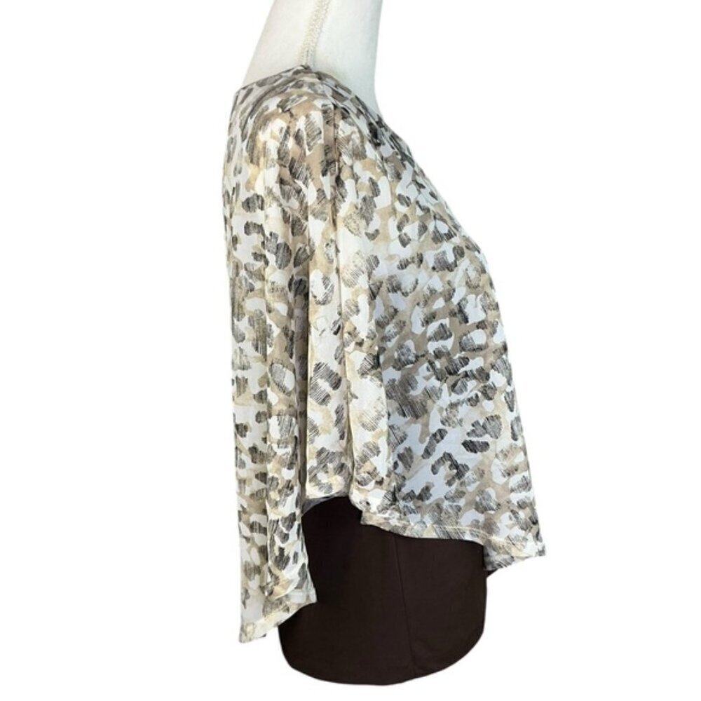 Chico’s Chiffon Asymmetrical Top Sheer Layer Sheath Animal Print Neutral Sz 0 Sm - Picture 3 of 16